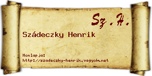 Szádeczky Henrik névjegykártya